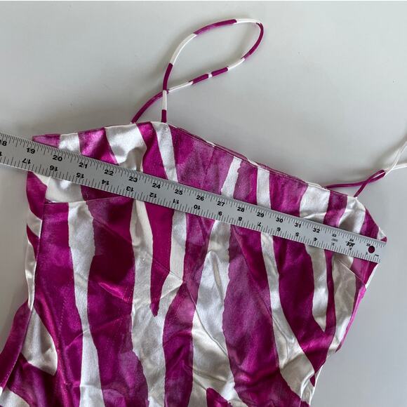 The East Order Dress Womens Medium‎ Rhea White Pink Zebra Print Satin Mini - Picture 9 of 15